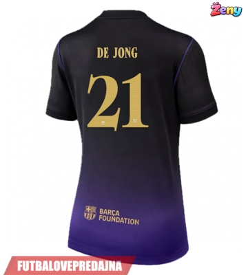 Lacne Ženy Futbalové dres Barcelona Frenkie de Jong #21 2026-27 Krátky Rukáv - Preč
